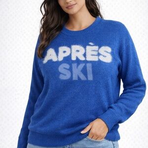 Time and Tru Blue Après Ski Crew Neck Sweater